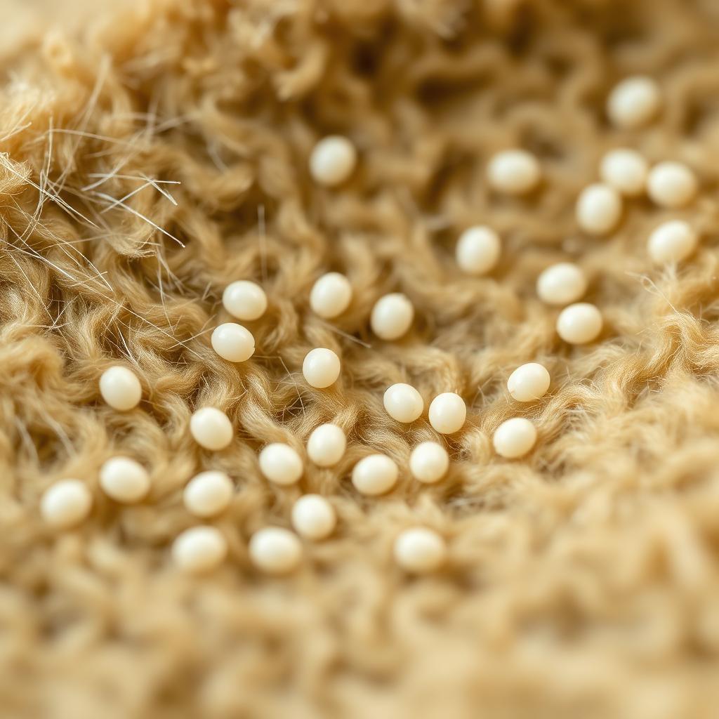 Varied Carpet Beetle — Eggs on fabric
