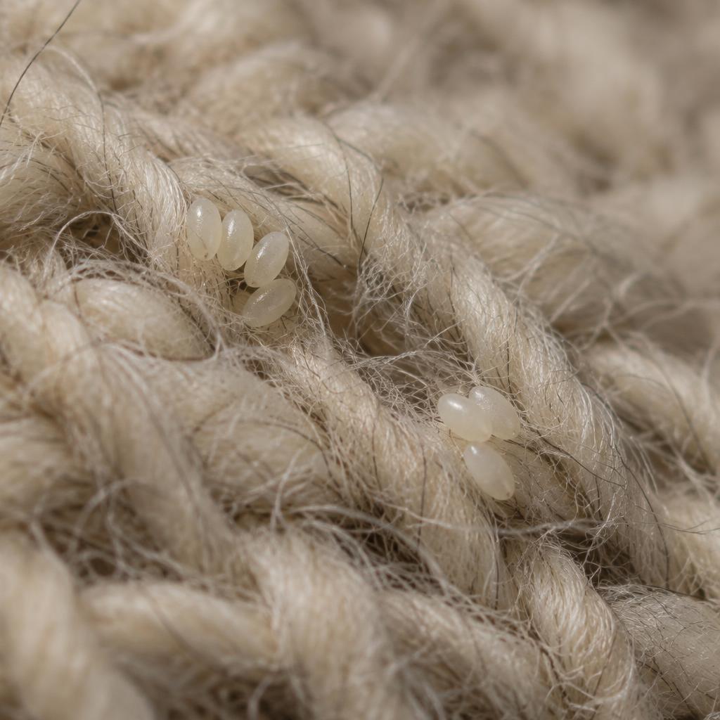Webbing Clothes Moth — Eggs on wool