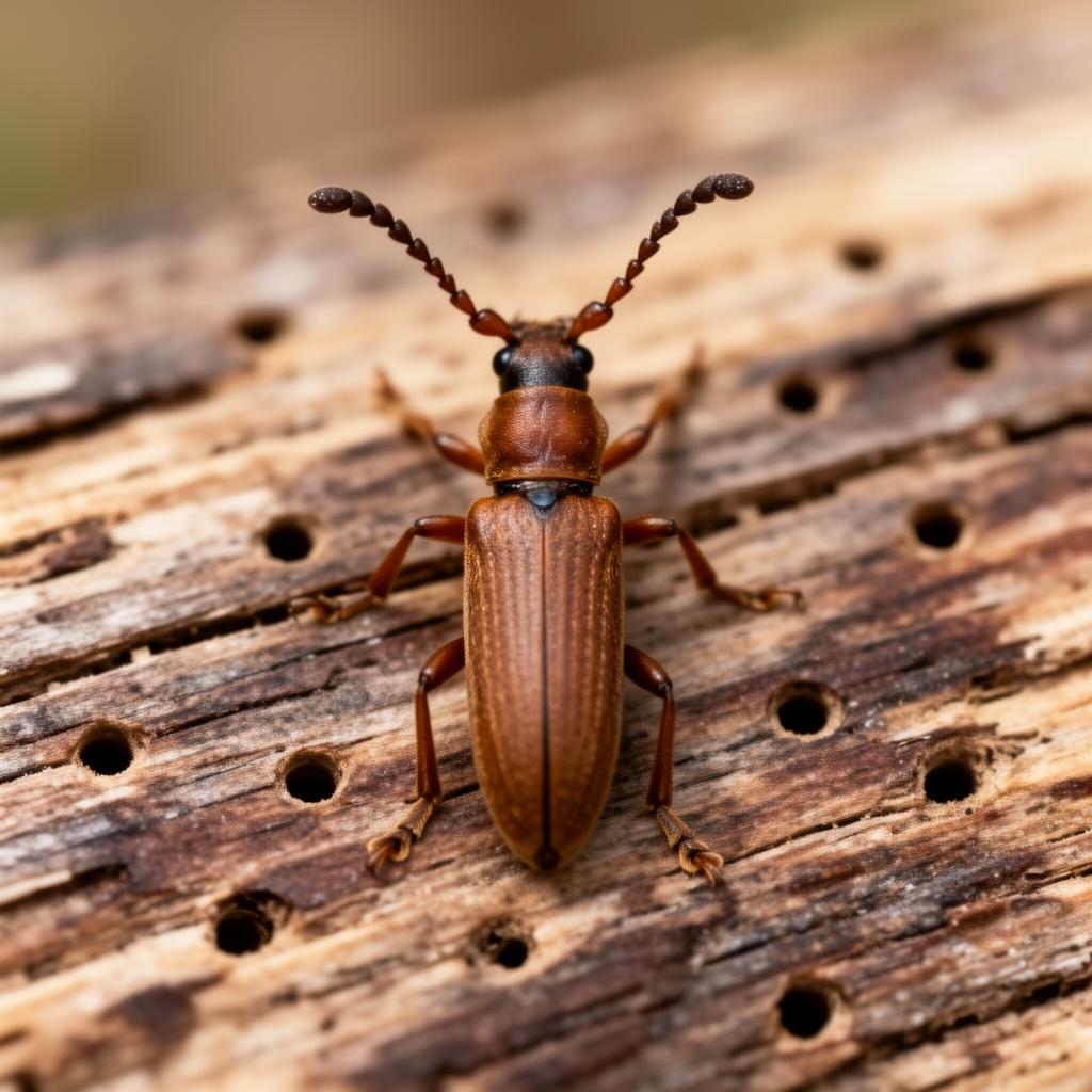 Powderpost Beetle (Lyctus brunneus)